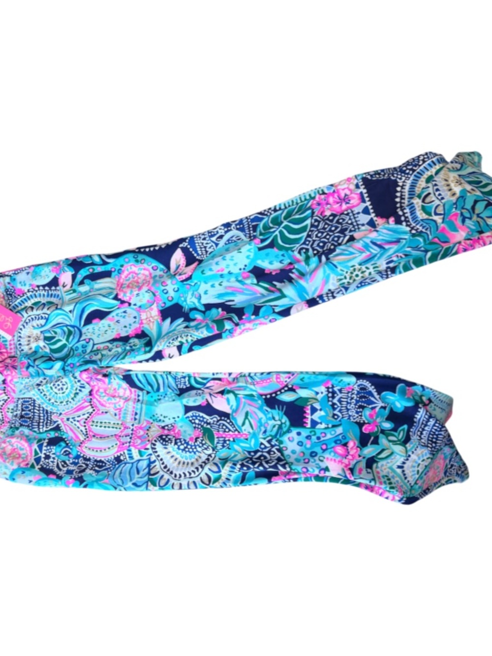 Lilly Pulitzer Navy Floral Print Leggings with Bright Blue & Pink Accents